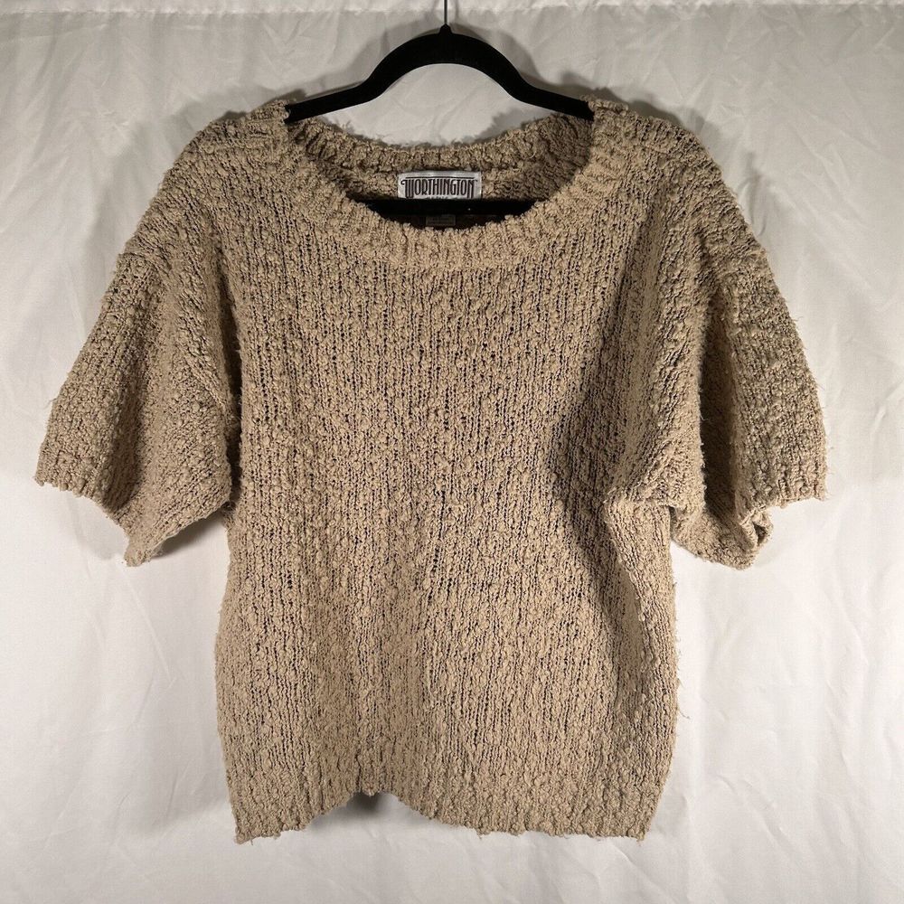Vintage Worthington Sweater Women's Large Brown Knit Round Neck Pullover